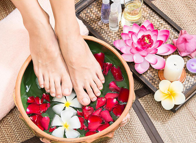 Relaxing pedicure service with luxurious foot care